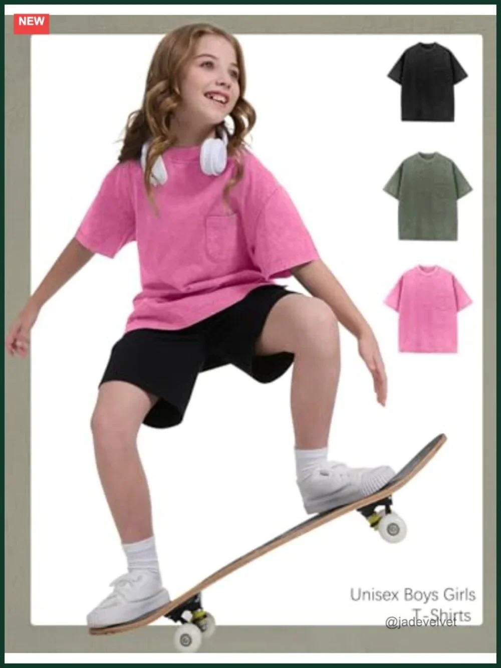 3 Pack Unisex Kids Short Sleeve Crewneck Tees Acid Washed Cotton T-Shirts